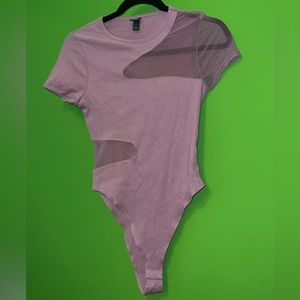 purple bodysuit with mesh design